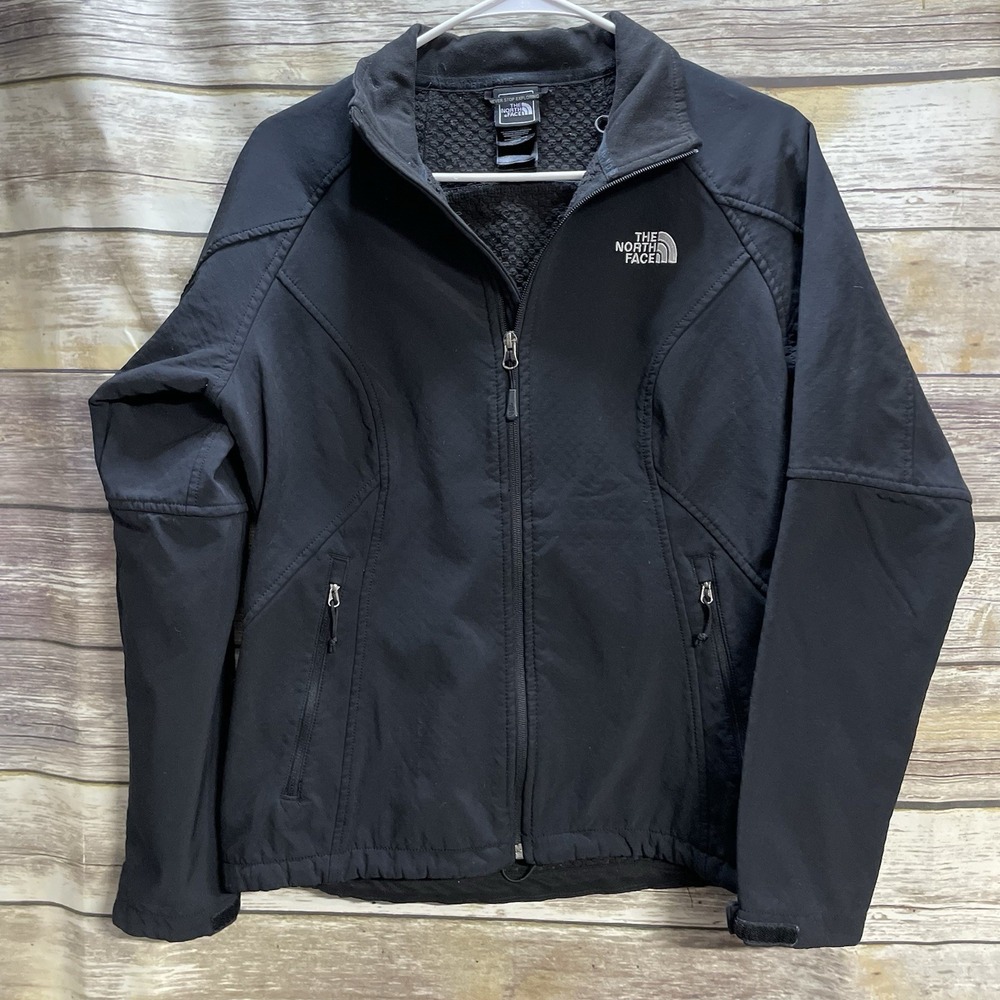 North Face Jacket Womens Medium Black Softshell Full Zip Outdoors Windbreaker‎